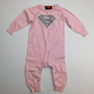 6-12 Months Pink Superman Supergirl Knit Romper